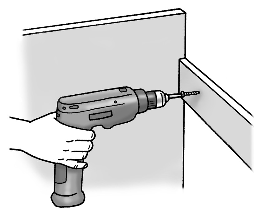 Figure 8-11: Fasten the cabinet to the wall with screws driven through the back frame into the wall studs.